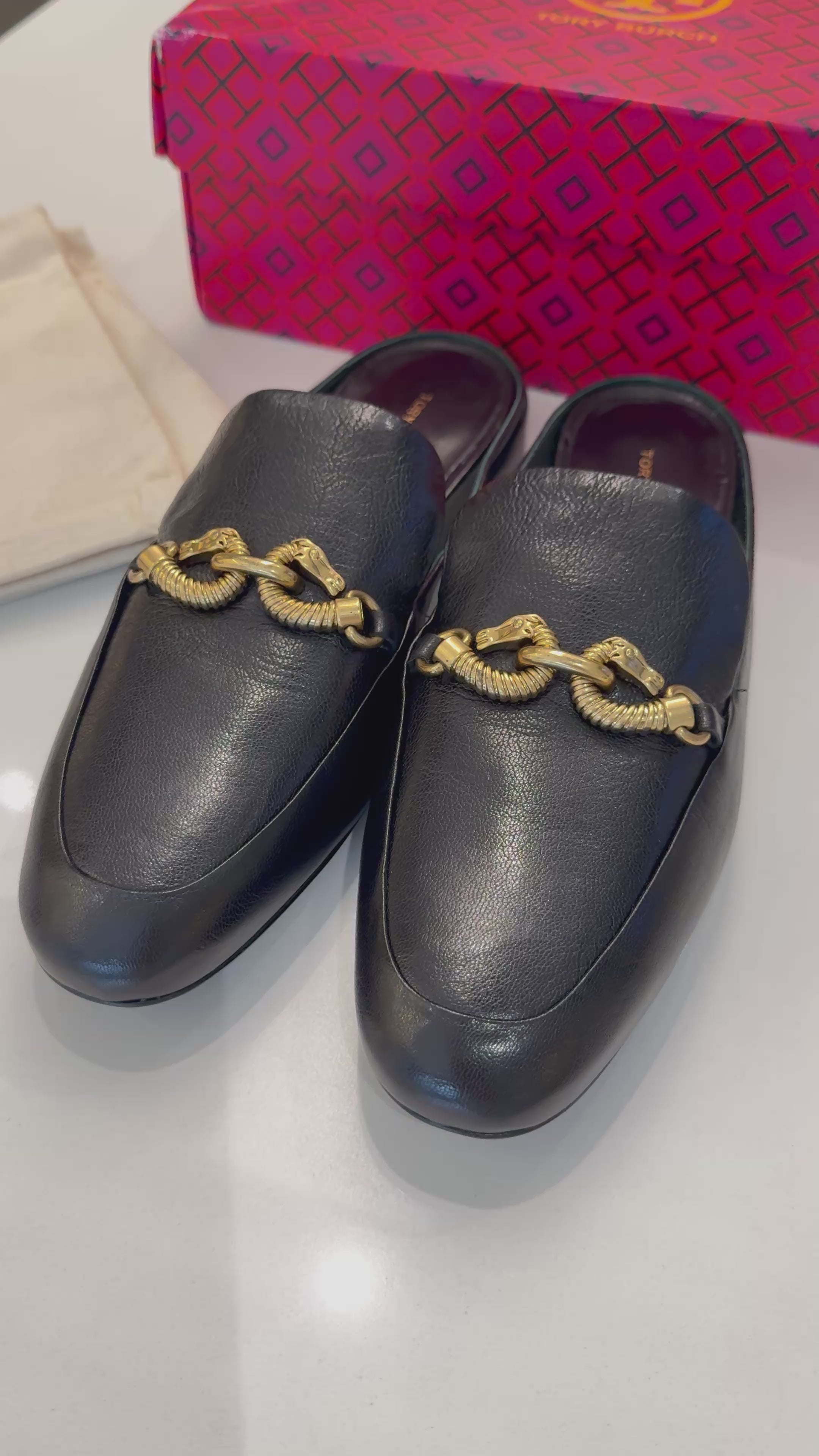 Tory Burch Jessa Backless Loafers Perfect Black 8M – VIASHOP