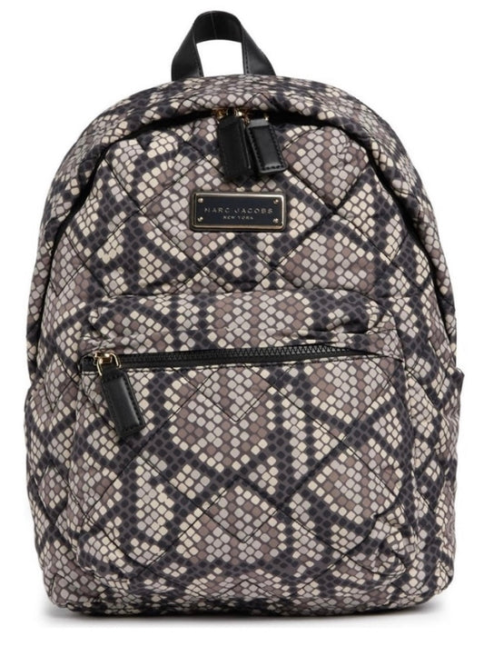 MARC JACOBS Quilted Nylon Printed Backpack, Greige Snake Multi
