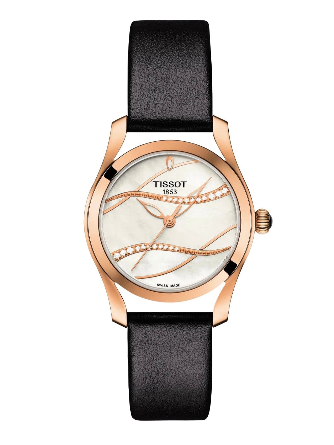 TISSOT T-Wave Leather Strap DIAMOND Watch, 30mm, T1122103611100