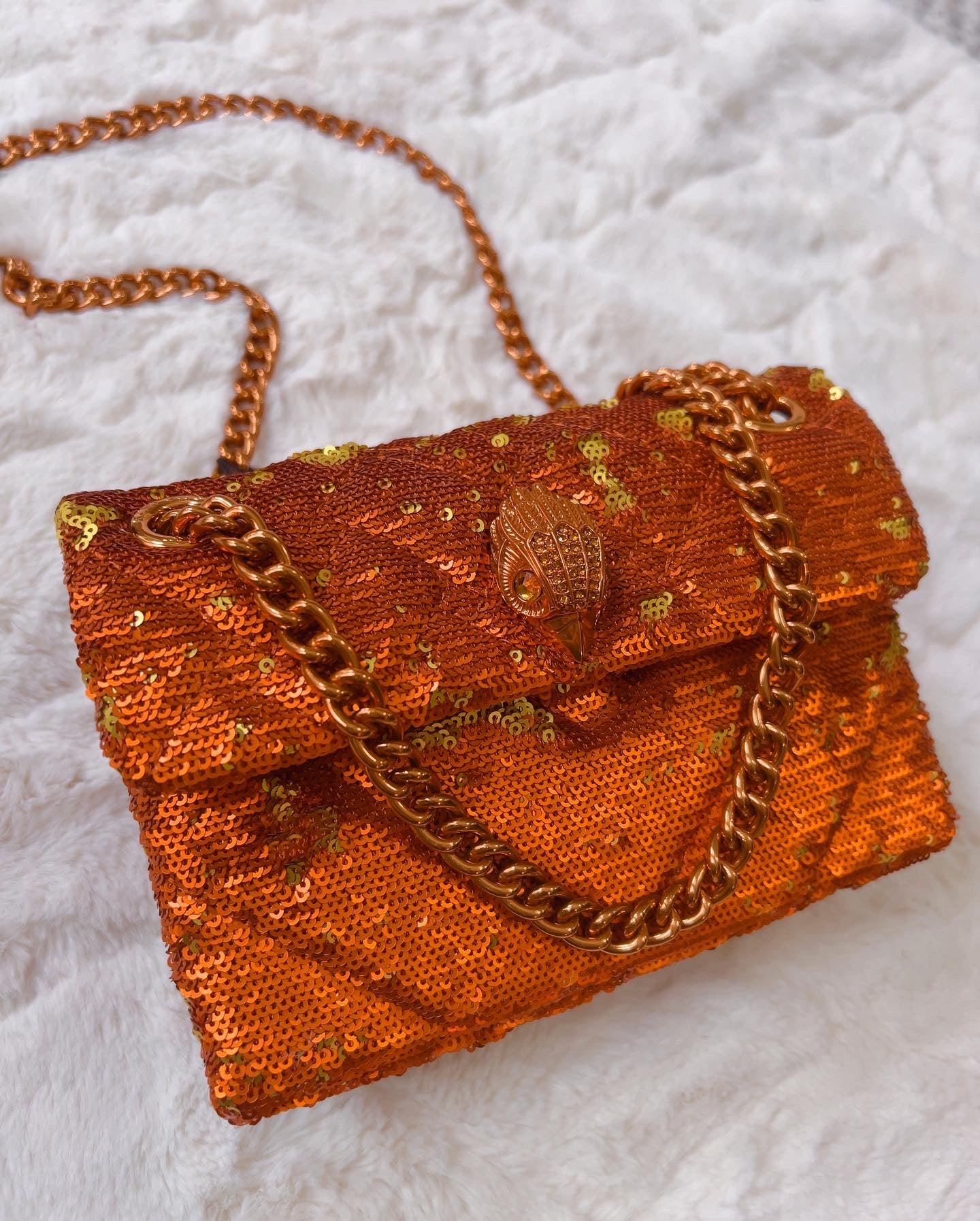 Kurt Geiger Mini Kensington Sequin Bag, Orange