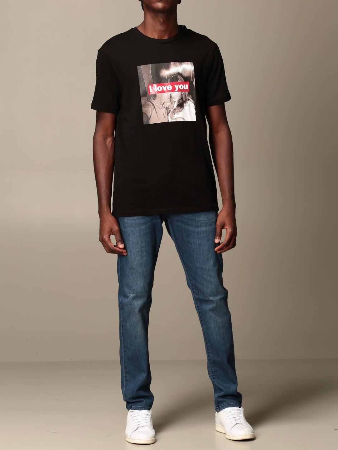 Armani Exchange T-shirt, I Love You Print, UNISEX, Black, S & M